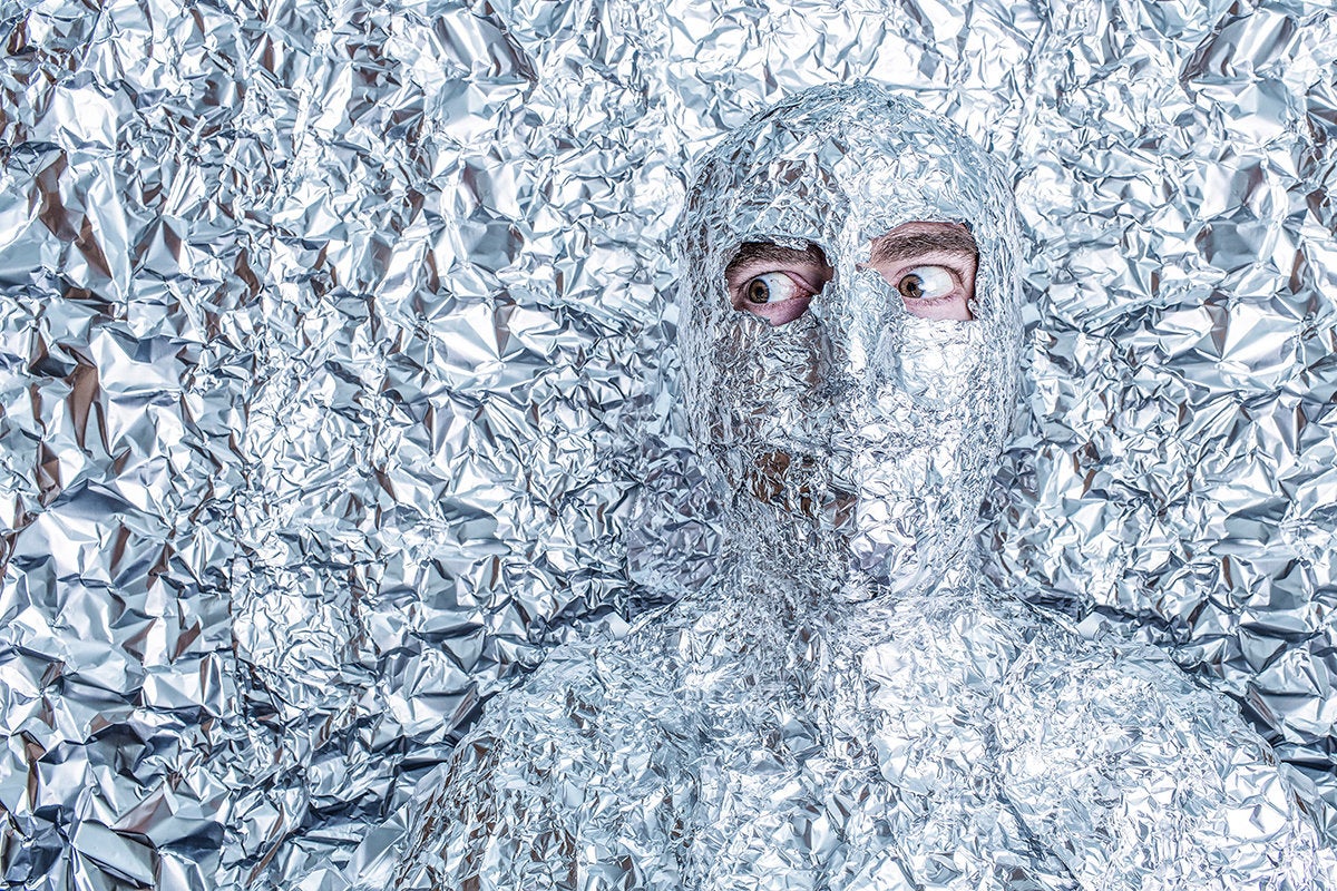 tinfoil man /crazy conspiracy theories / camouflage