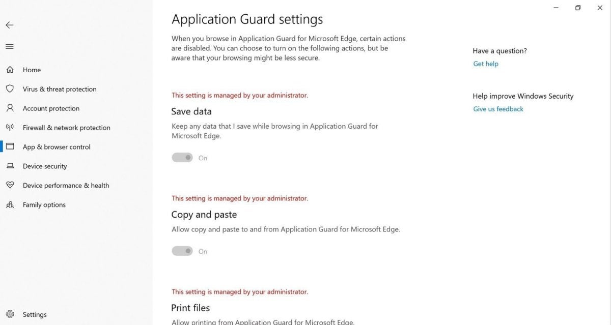   Microsoft wdag Settings 