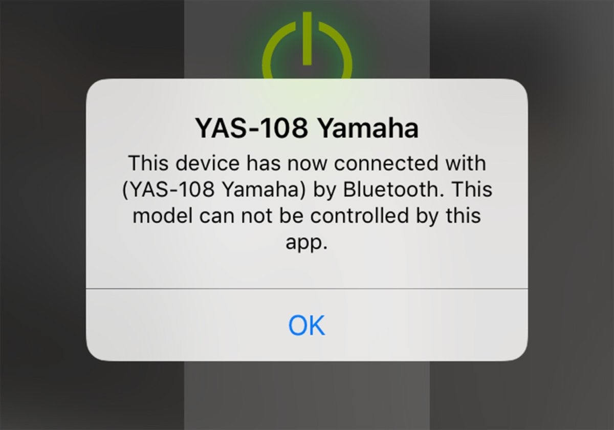 Yamaha's mobile app is scheduled to be updated sometime in August 2018 to support the YAS-108.