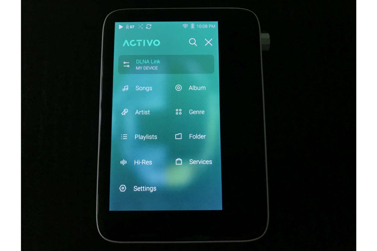 Swiping from the left side of the screen brings out the Activo’s main menu.