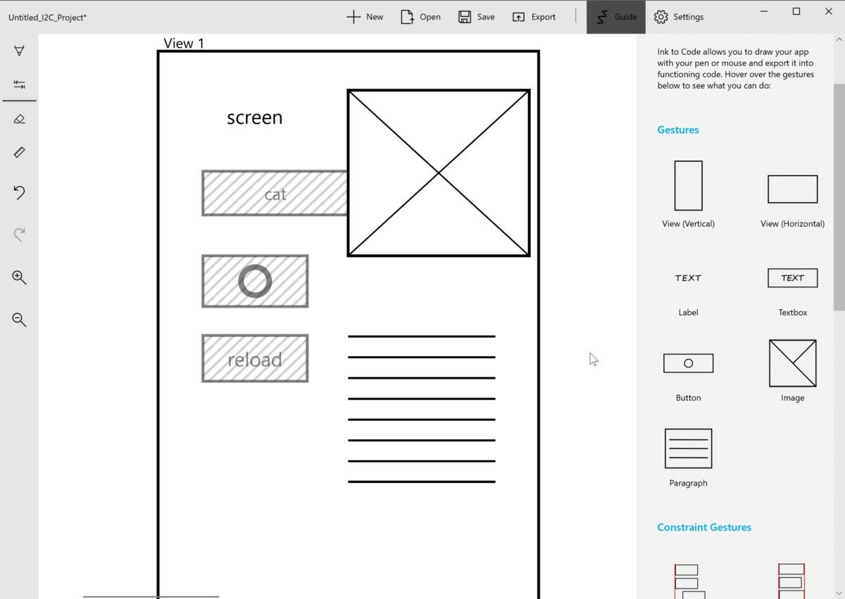 Ink to Code rendered in Visual Studio