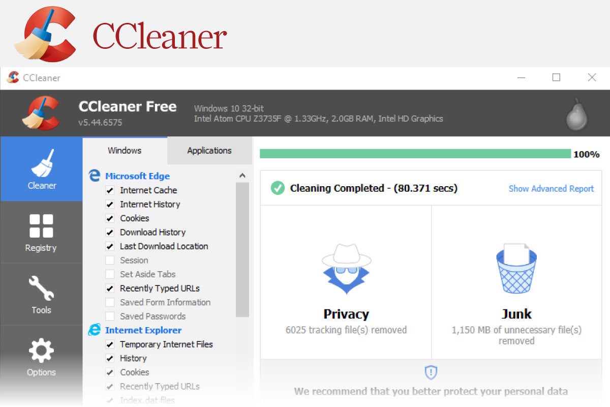 Computerworld > Windows 10 Utilities > Slide #02 > CCleaner