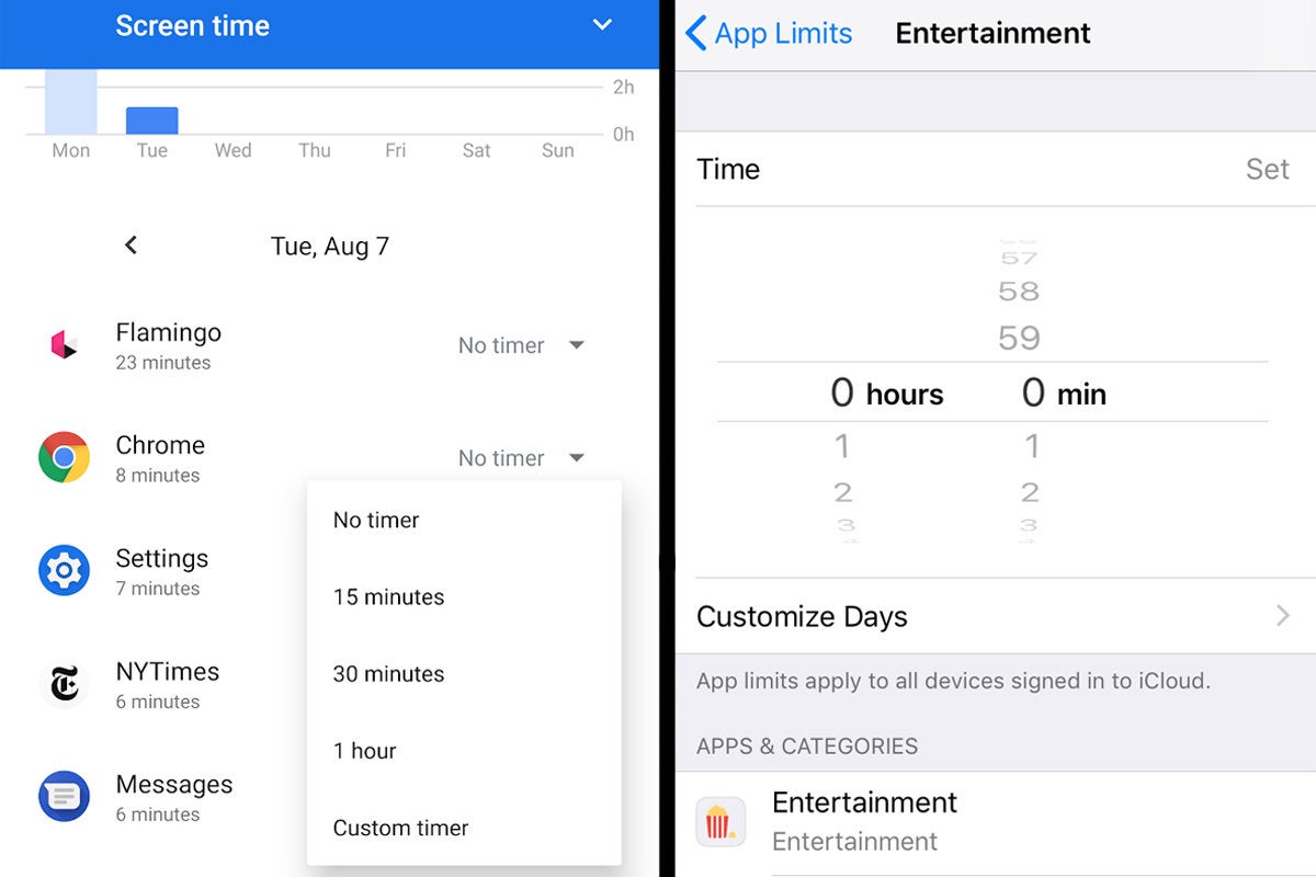 digital wellbeing screen time app limits