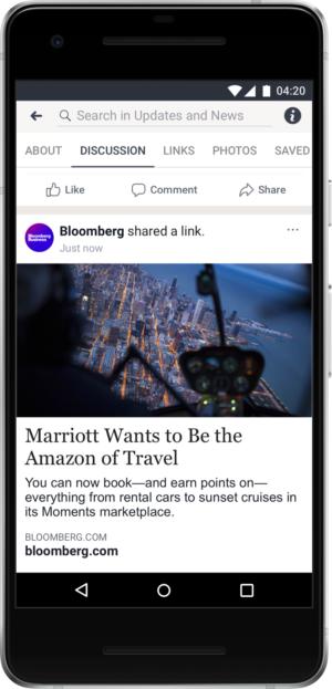 Facebook Workplace mobile Bloomberg integration