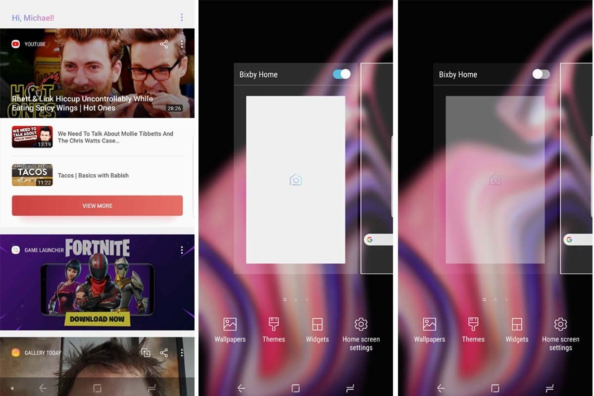 galaxy note 9 bixby home