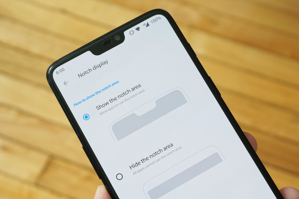 hide notch OnePlus 6