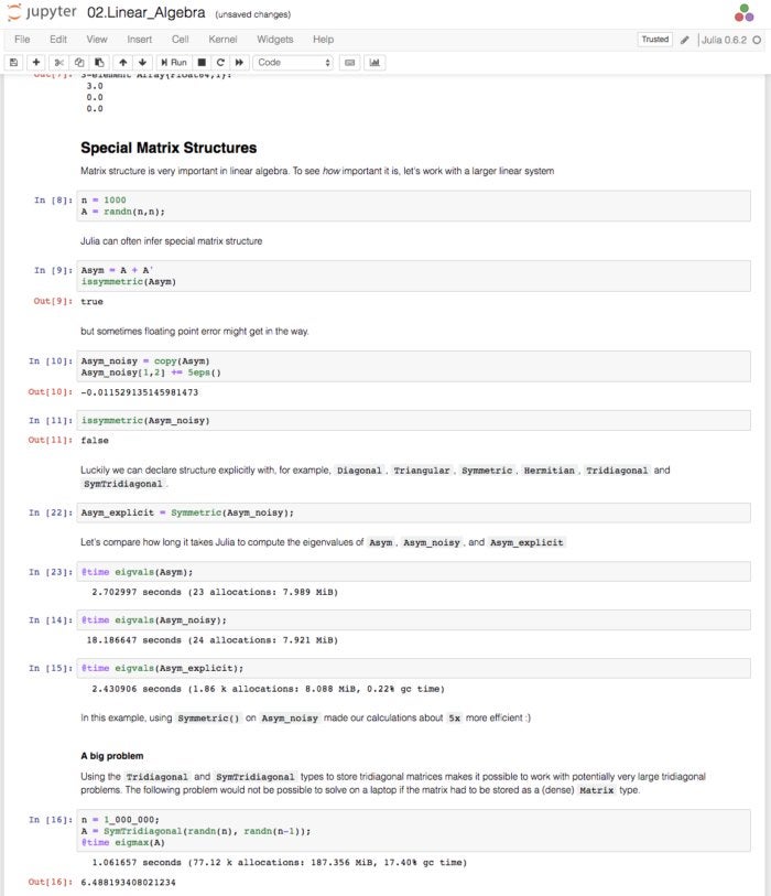 juliabox linear algebra