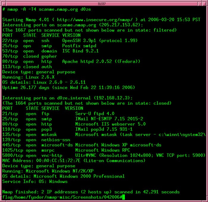 using zenmap to scan a network