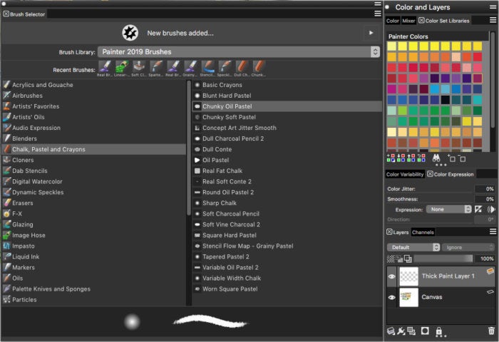 painter brushes and color picker