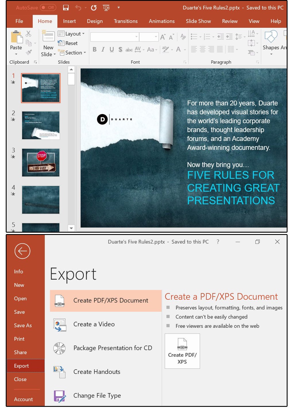 pdf export powerpoint