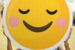 relaxed, smiling, happy faced emoji / peaceful satisfaction, contentment