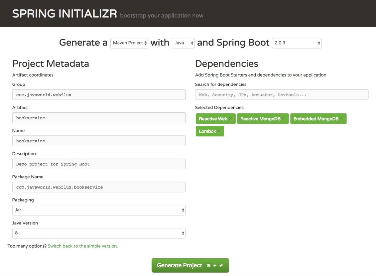 Screenshot of Spring Initialzr