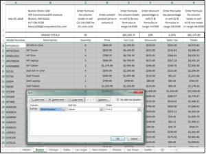 05 macro sorts the spreadsheet by model number