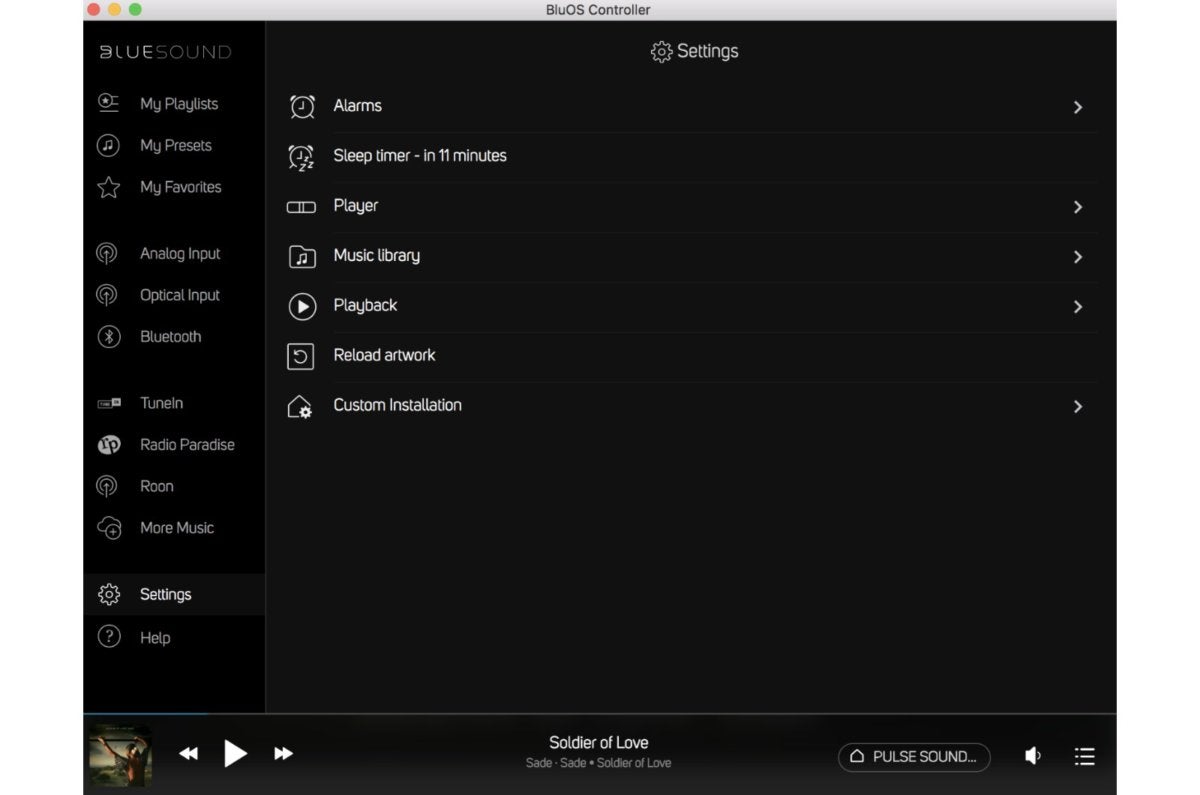 Bluesound’s app has several advanced features for power users and custom installers.
