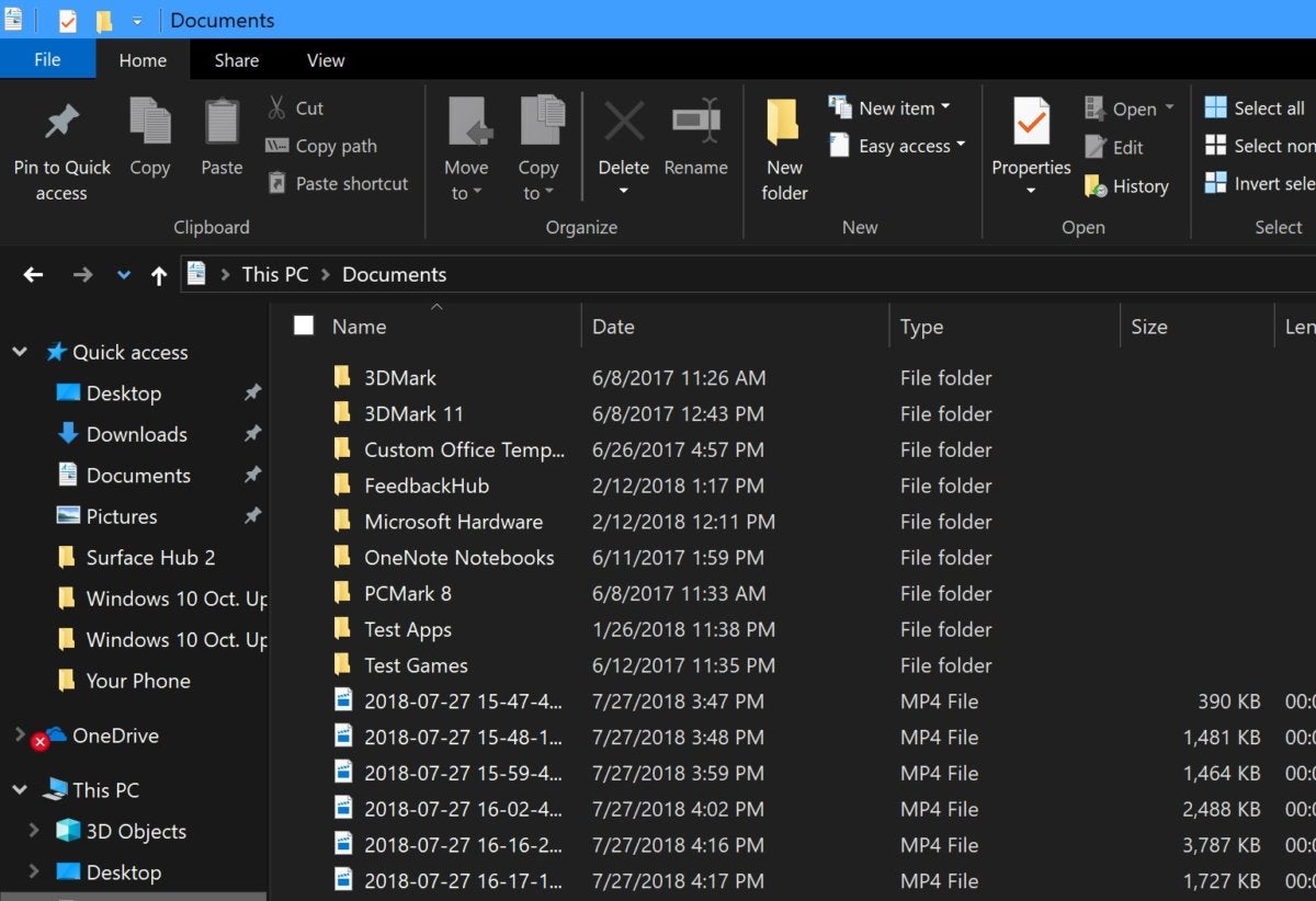 Windows October 10, 2018 Update the dark theme of the file explorer