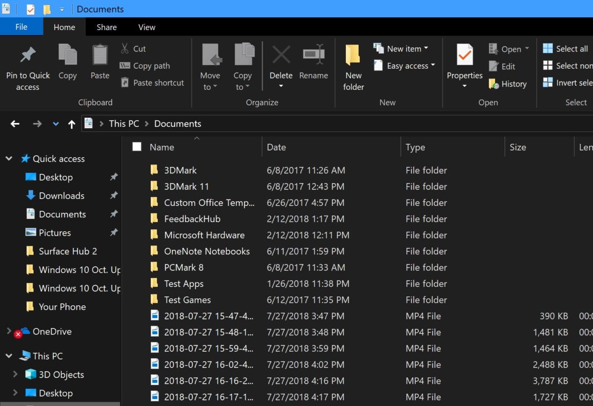 Windows 10 October 2018 Update file explorer dark theme