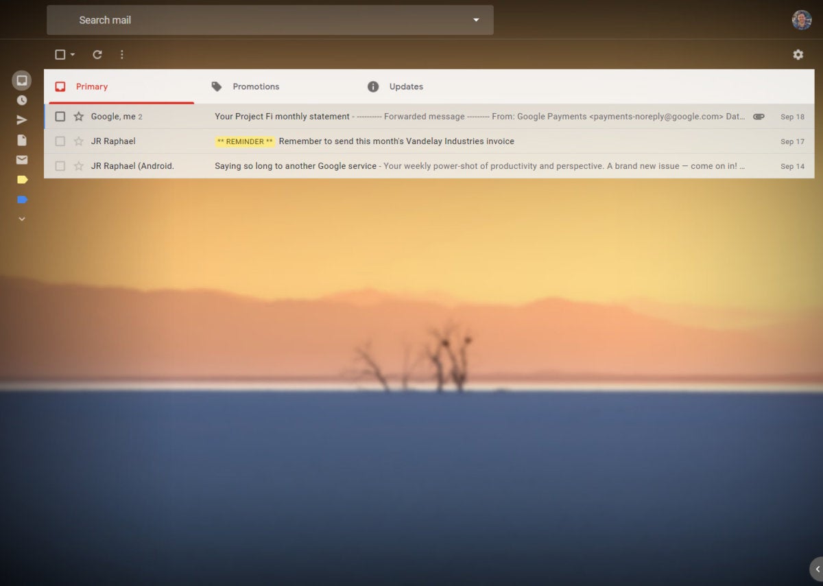 Interfaz minimalista de Gmail
