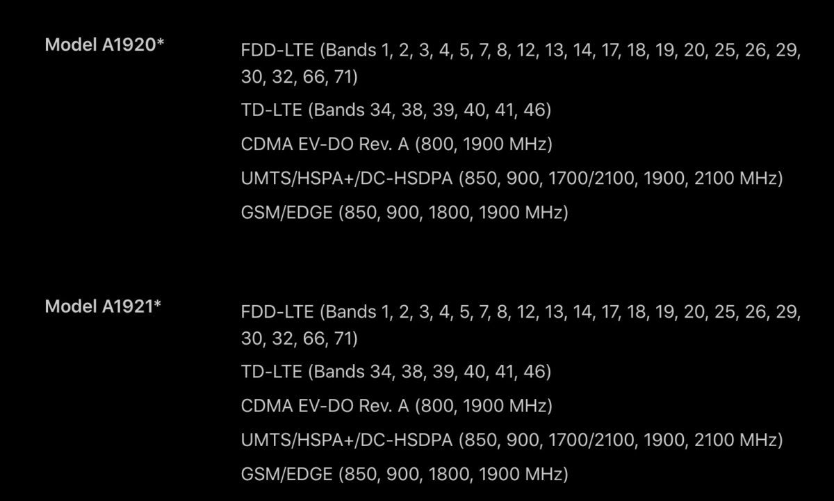 iphone xs specs modems