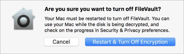 mac shutdown while decrypting