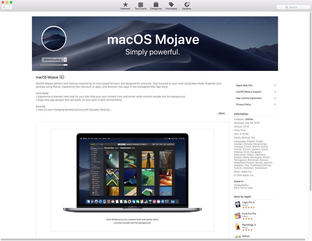 upgrade to macos mojave