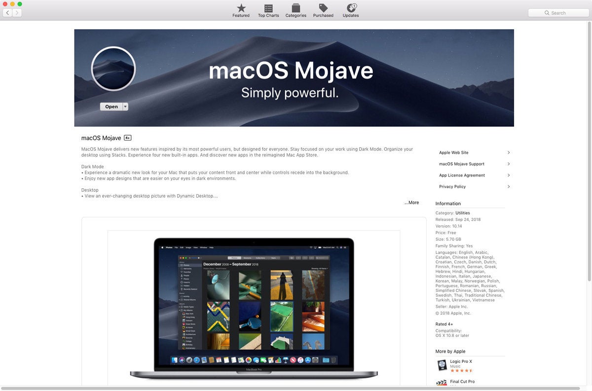 mojave app store