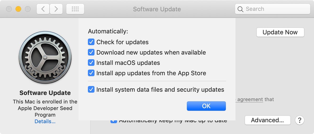 mojave system preference software update options