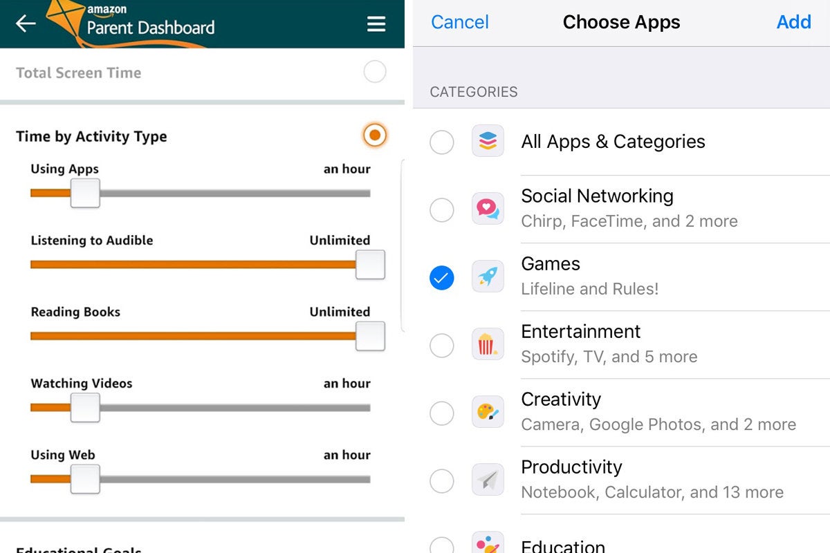 parent control vs app limits