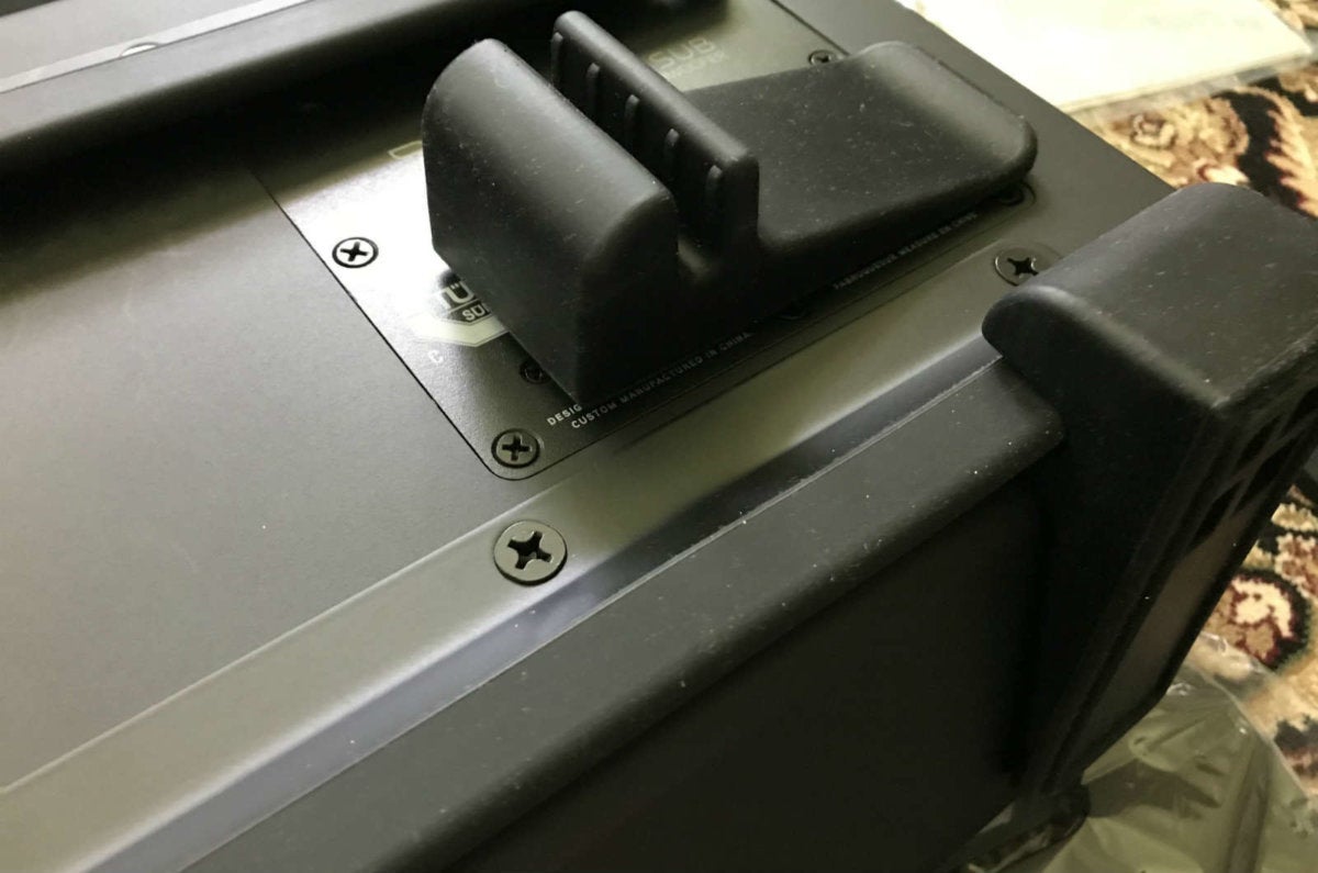 Detail view of the Pulse Subwoofer’s optional rubber feet.