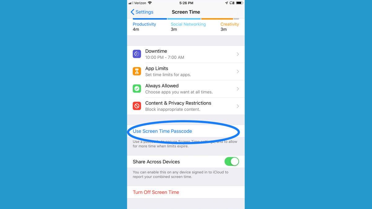 screen time password