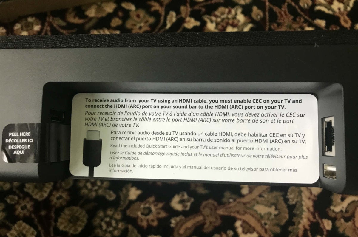 Vizio includes well-placed stickers with key setup points for those who don’t like to read manuals.