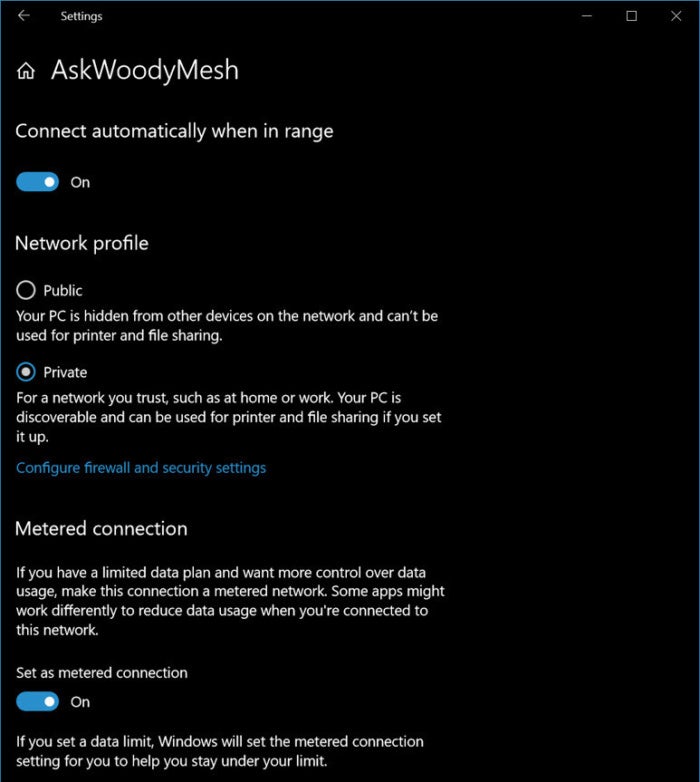 win10 1803 set measured connection