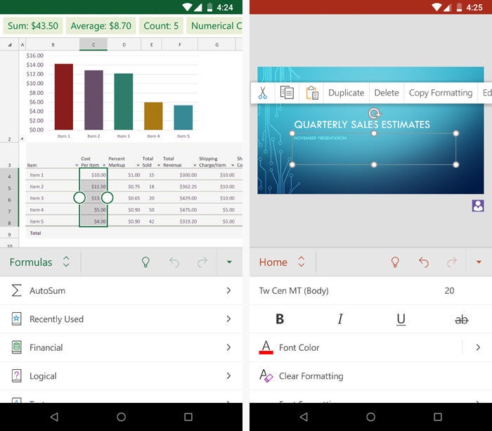 02 desktop applications Android Microsoft Excel PowerPoint