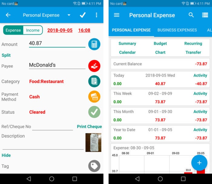 best expense tracker dark mode android