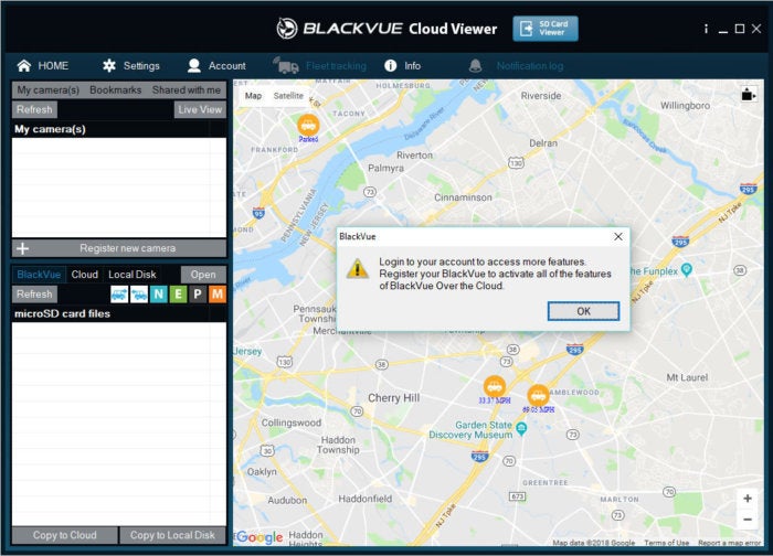 blackvue cloud viewer after clicking on car