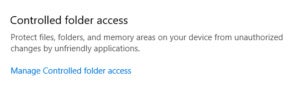 controlled folder access after activation