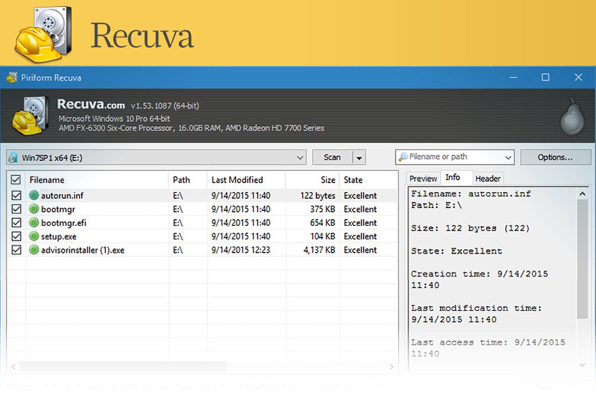 recuva recovery software for pc