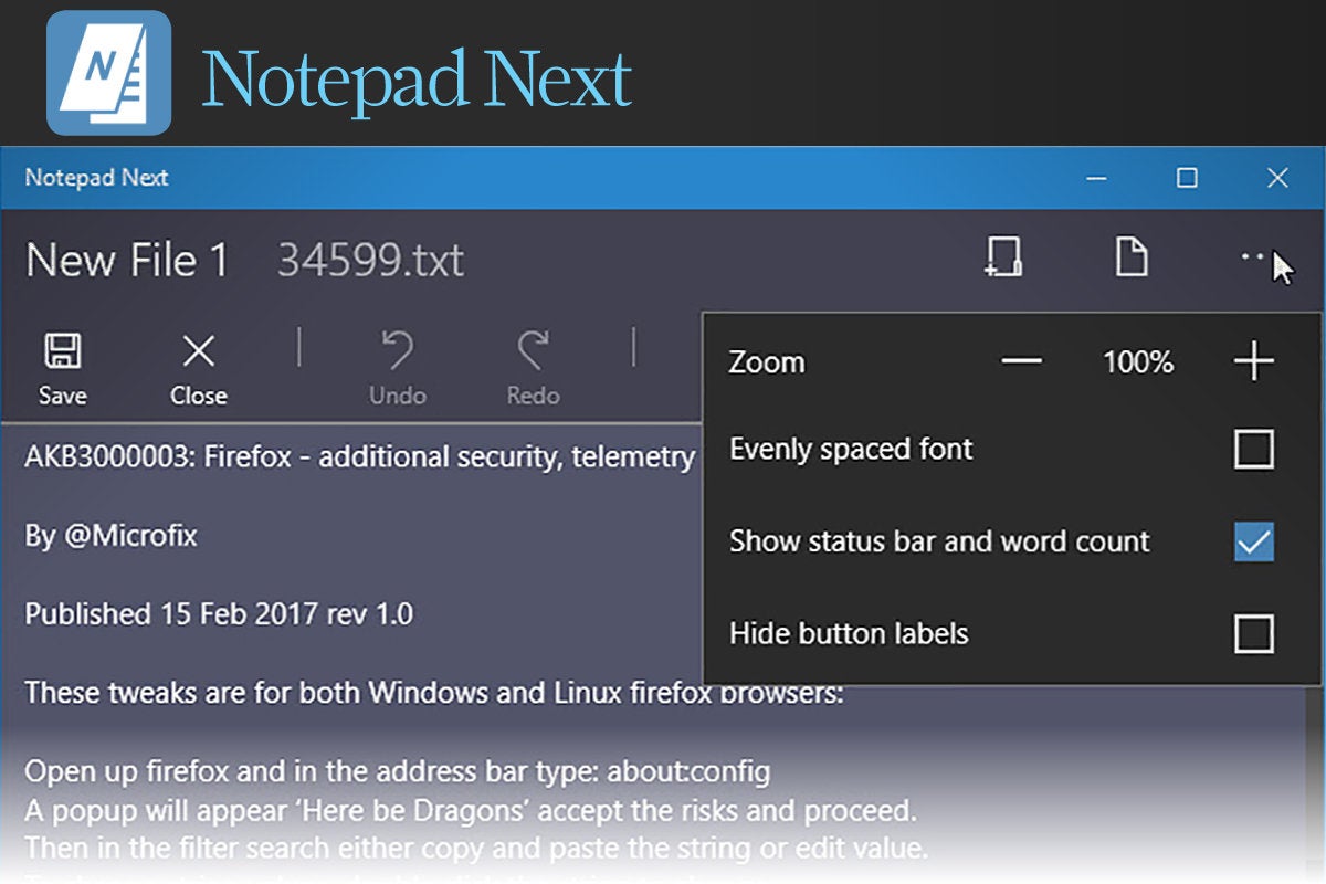 Computerworld  >  Free Apps for Windows 10 > #25 - Notepad Next