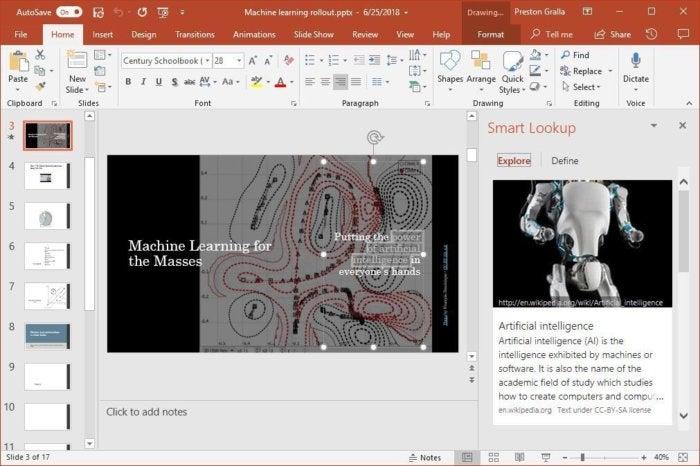 powerpoint 2016 smart lookup