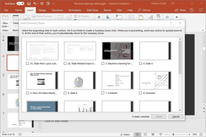 powerpoint 2016 summary zoom slide
