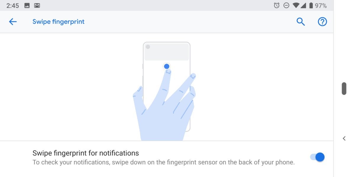 Pixel 3 swipe fingerprint
