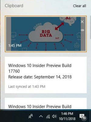 win10 oct2018 clipboard