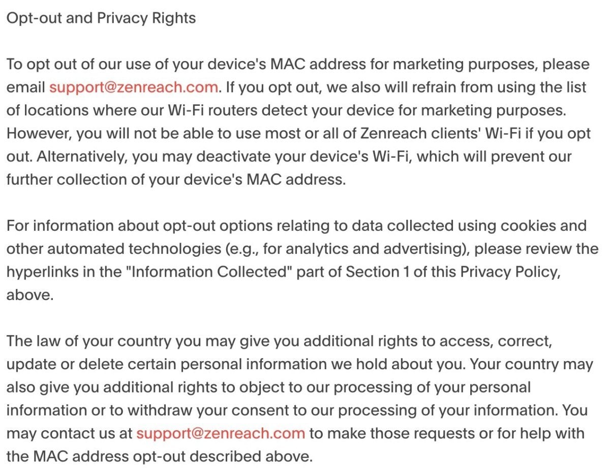 zenreach privacy policy opt out