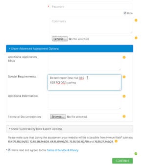ImmuniWeb Test Request