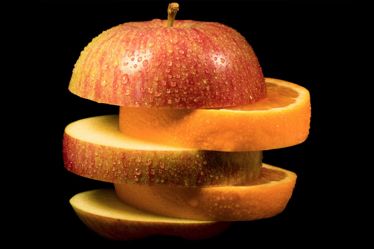 apples oranges slices mixture puzzle balance opposites fruit  savatore gersace flickr