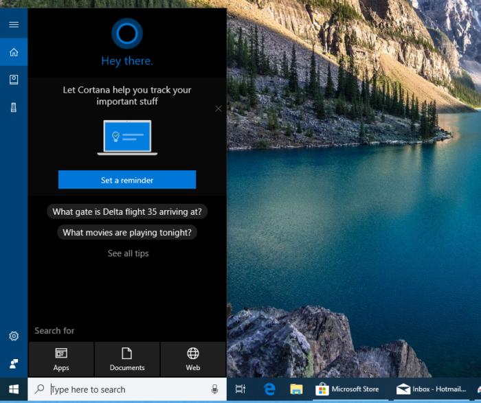 Windows 10 personalization cortana