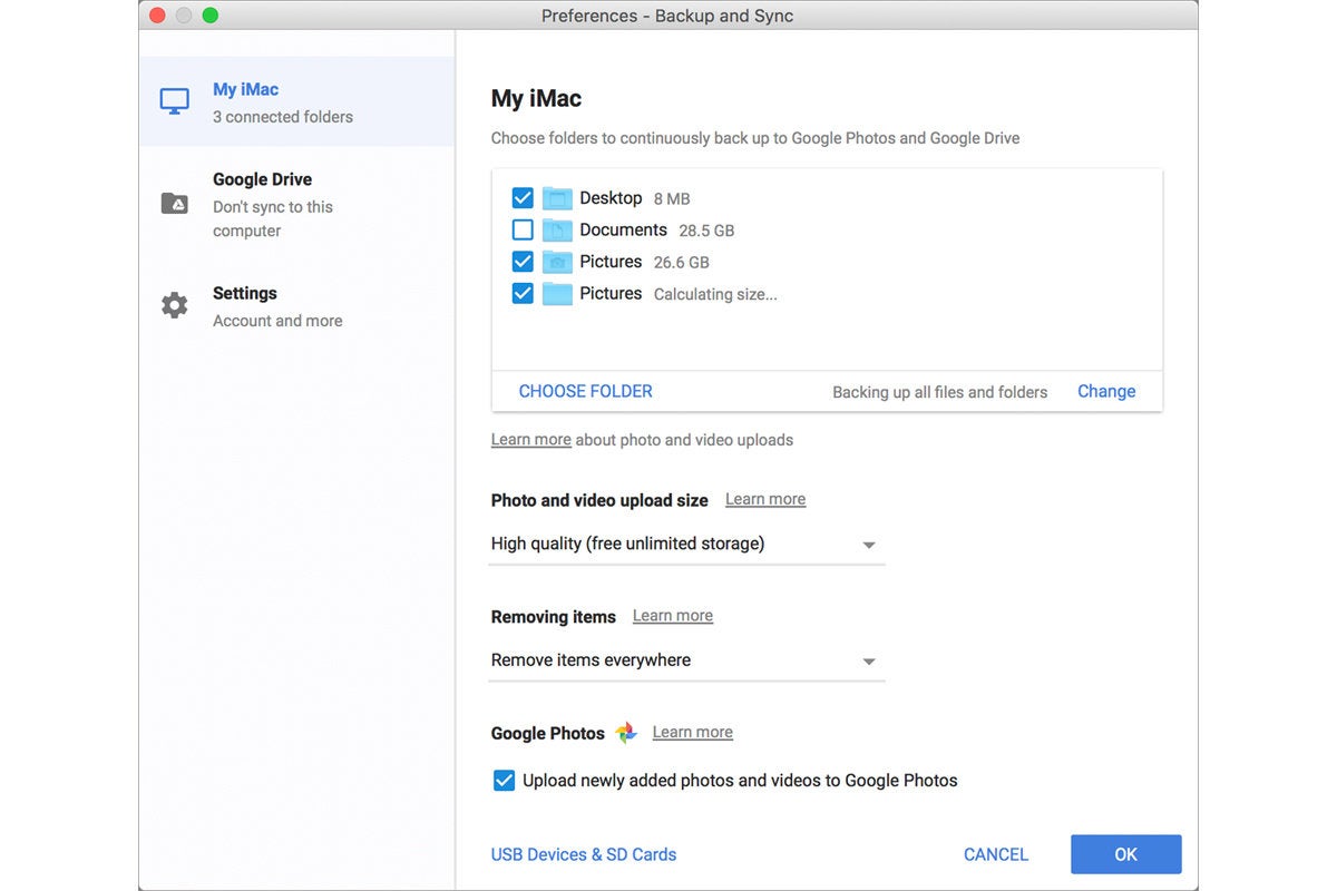 google backup and sync mac photos library