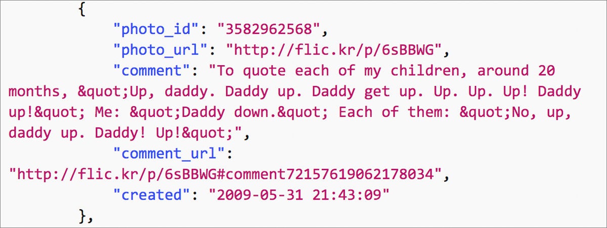 flickr json data comment