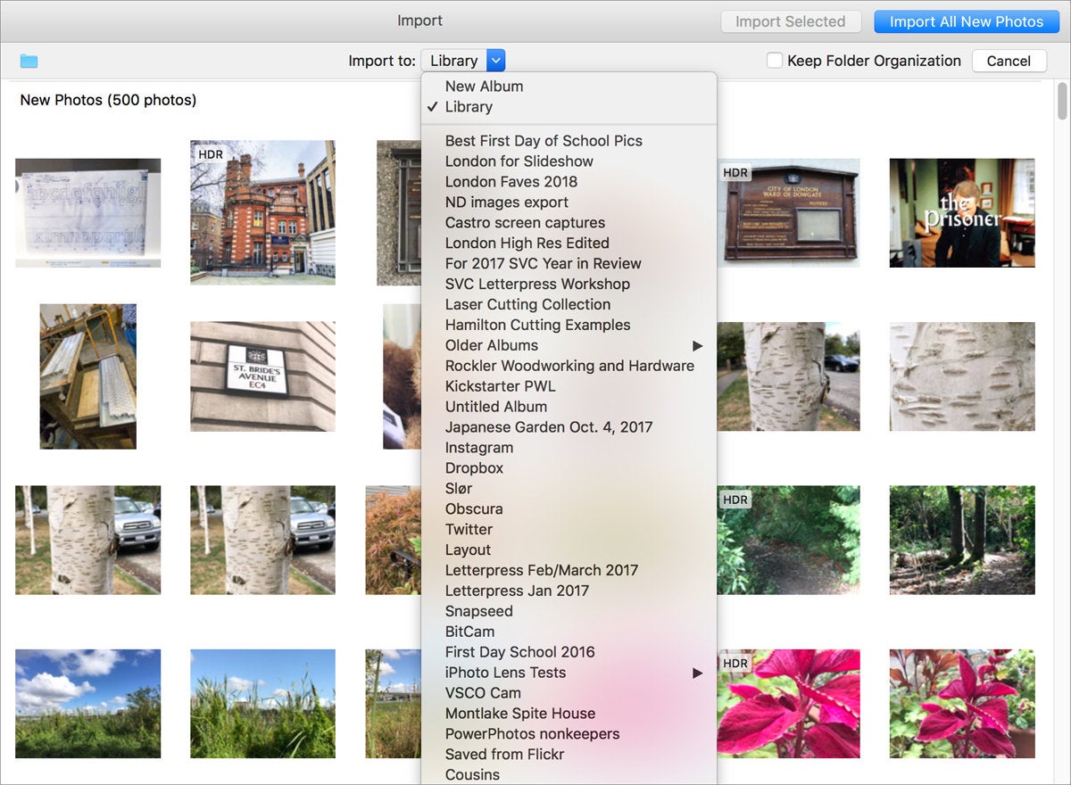 flickr photos import options