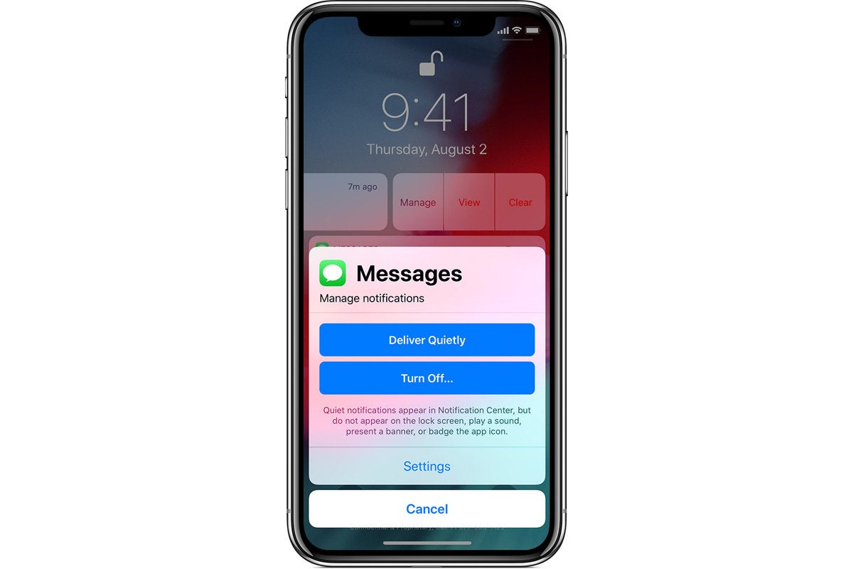 ios12 iphone x lock screen manage messages notifications