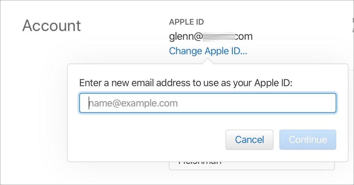 mac911 apple id change